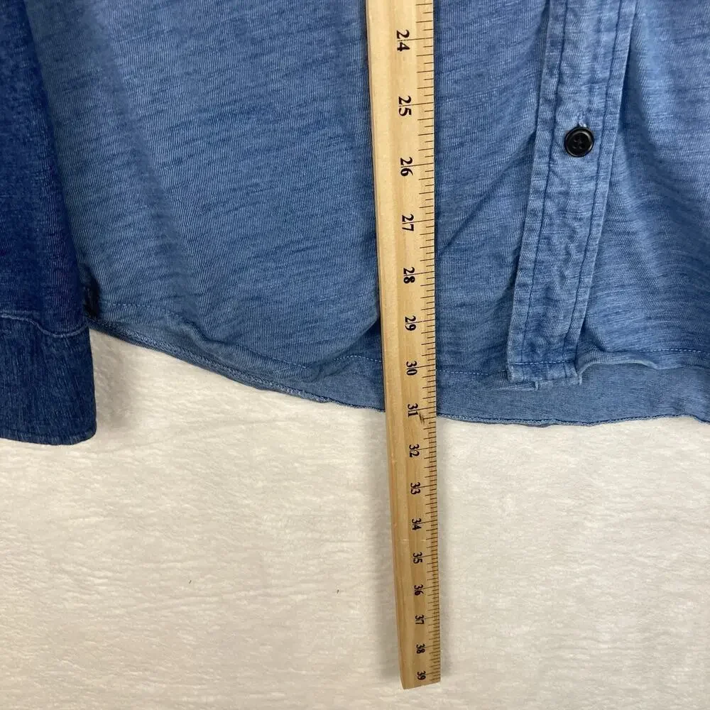 J.Crew Indigo Knit Goods Shirt Mens L Blue Two Tone Chambray Preppy Classic